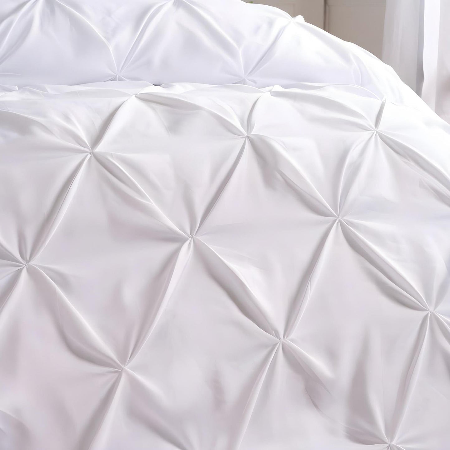 OHS Microfibre Pintuck Bedding Pinch Pleat Duvet Cover Set with Pillowcase
