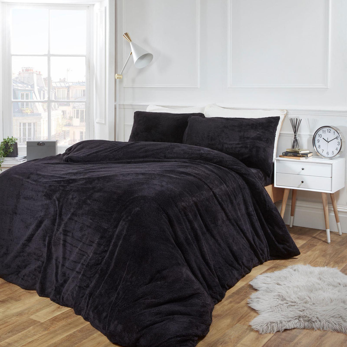 OHS Teddy Fleece Duvet Cover with Pillow Case Thermal Warm Bedding Set