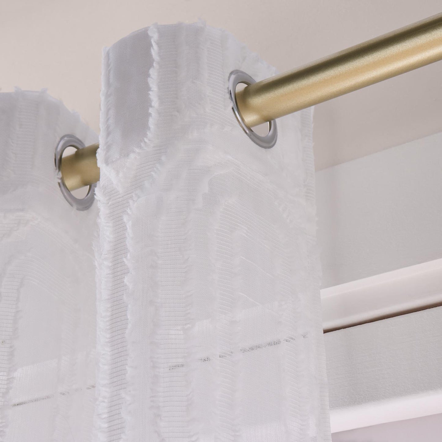 OHS Tufted Arches Voile Net Curtains Pair of 2 Window Panels Slot Top Set