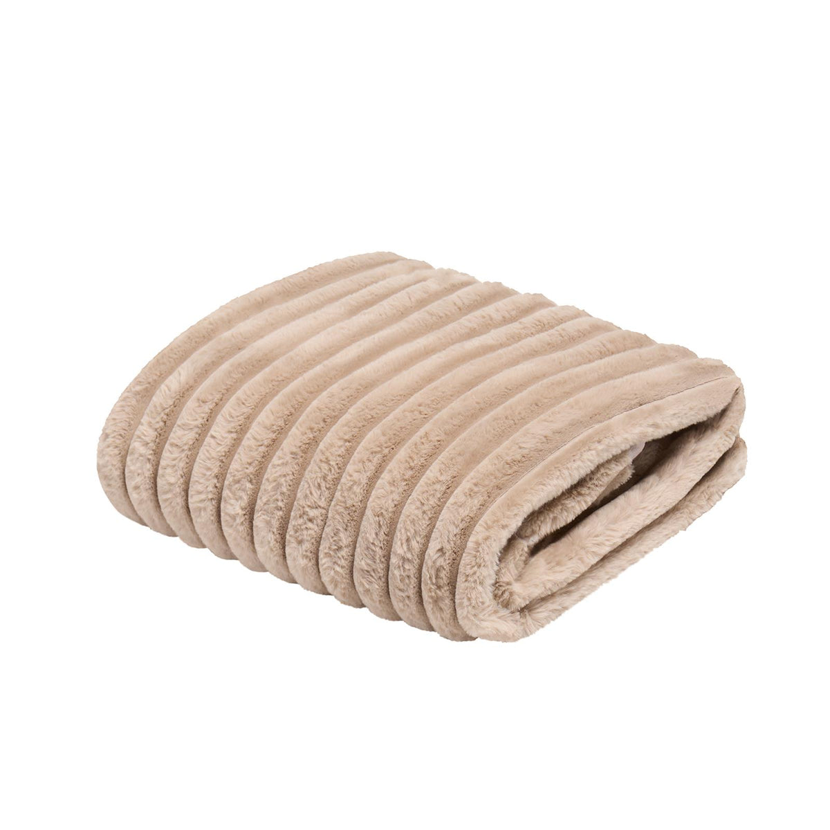 OHS Faux Fur Ribbed Fleece Throw Over Bed Blanket Warm Supersoft