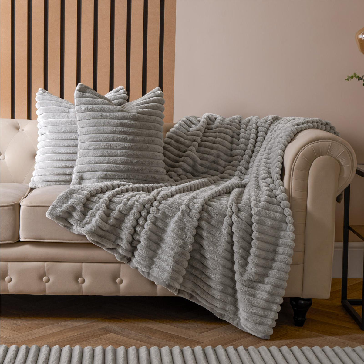 OHS Thick Rib Cushion Covers Faux Fur Soft Fleece Square Pillowcases Home Decor