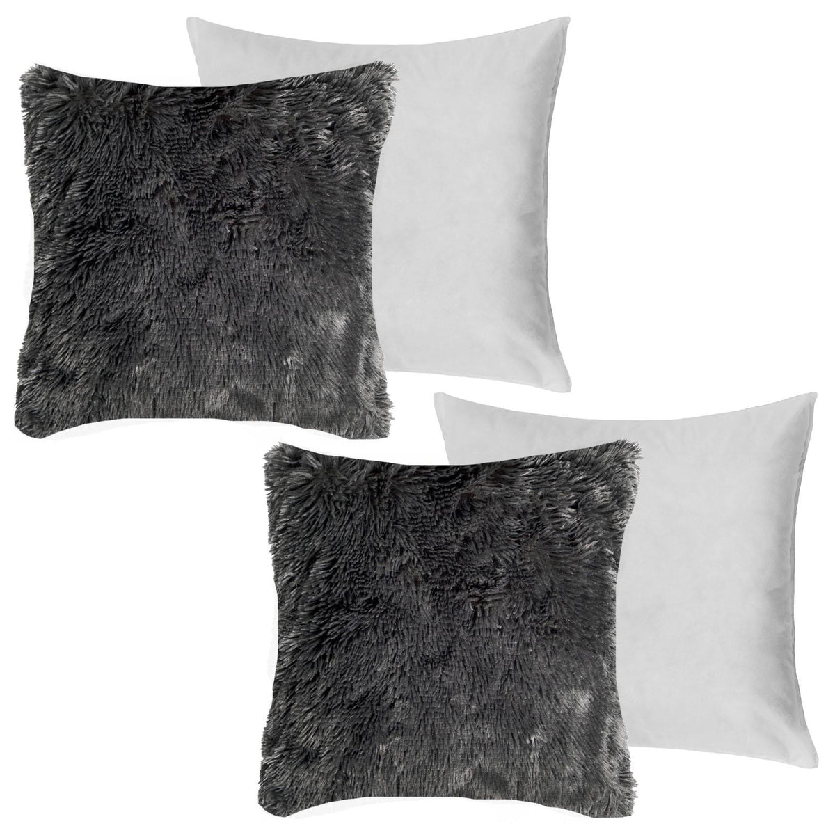 OHS Fluffy Cushion Covers 2 Pack Soft Fleece Square Pillowcases Home Decor