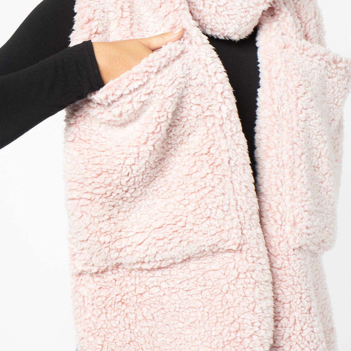 OHS Teddy Fleece Scarf Long Thermal Soft Pockets Hand Neck Warmer Marl Wrap