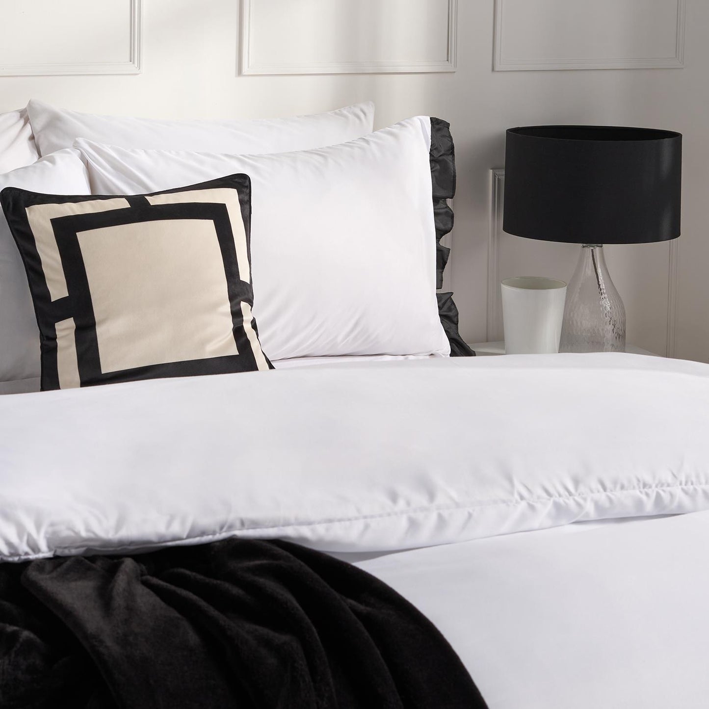 OHS Frill Edge Duvet Cover Set with Pillowcase Microfibre Soft Bedding