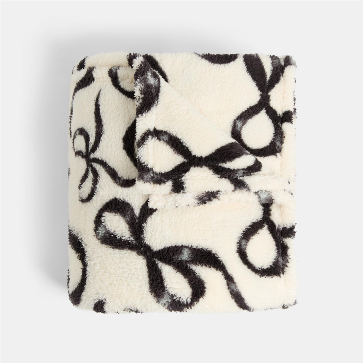 OHS Teddy Fleece Blanket Festive Bow Ribbon Supersoft Warm Thermal Throw