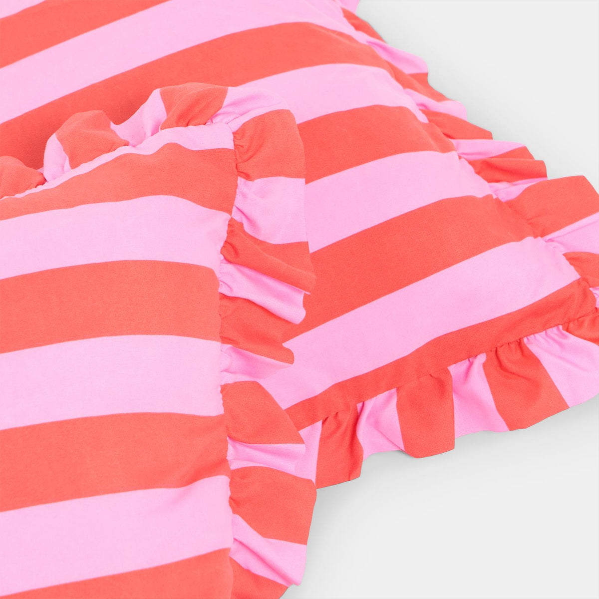 OHS Stripe Frill Cushion Covers Microfibre Square Pillowcases Home Decor