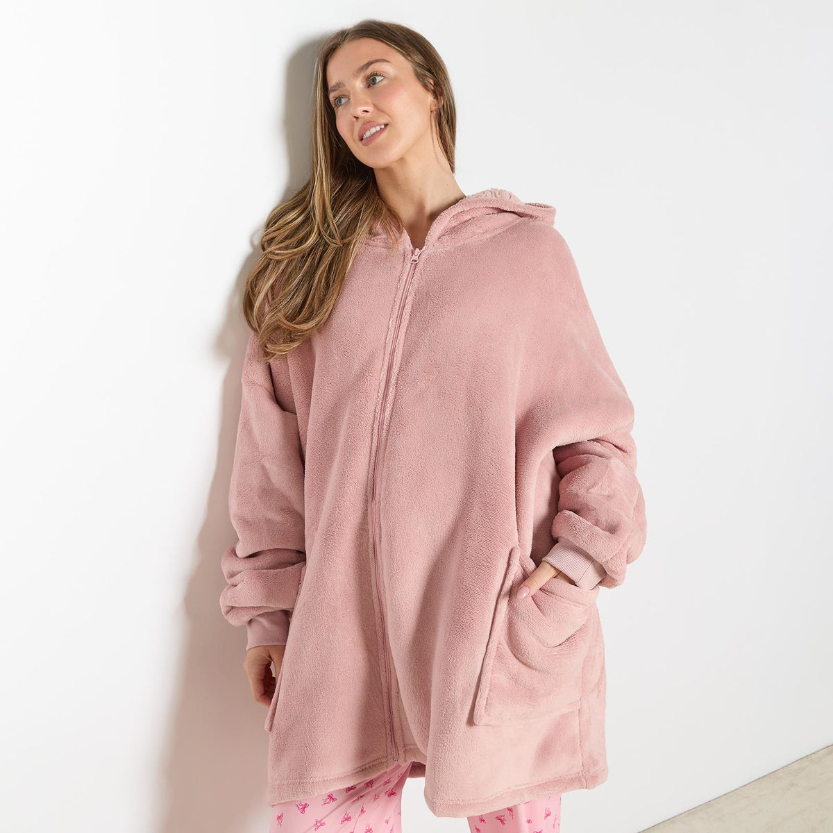 OHS Zip Up Hoodie Blanket Oversized Sherpa Fleece Thermal Sweatshirt Jumper