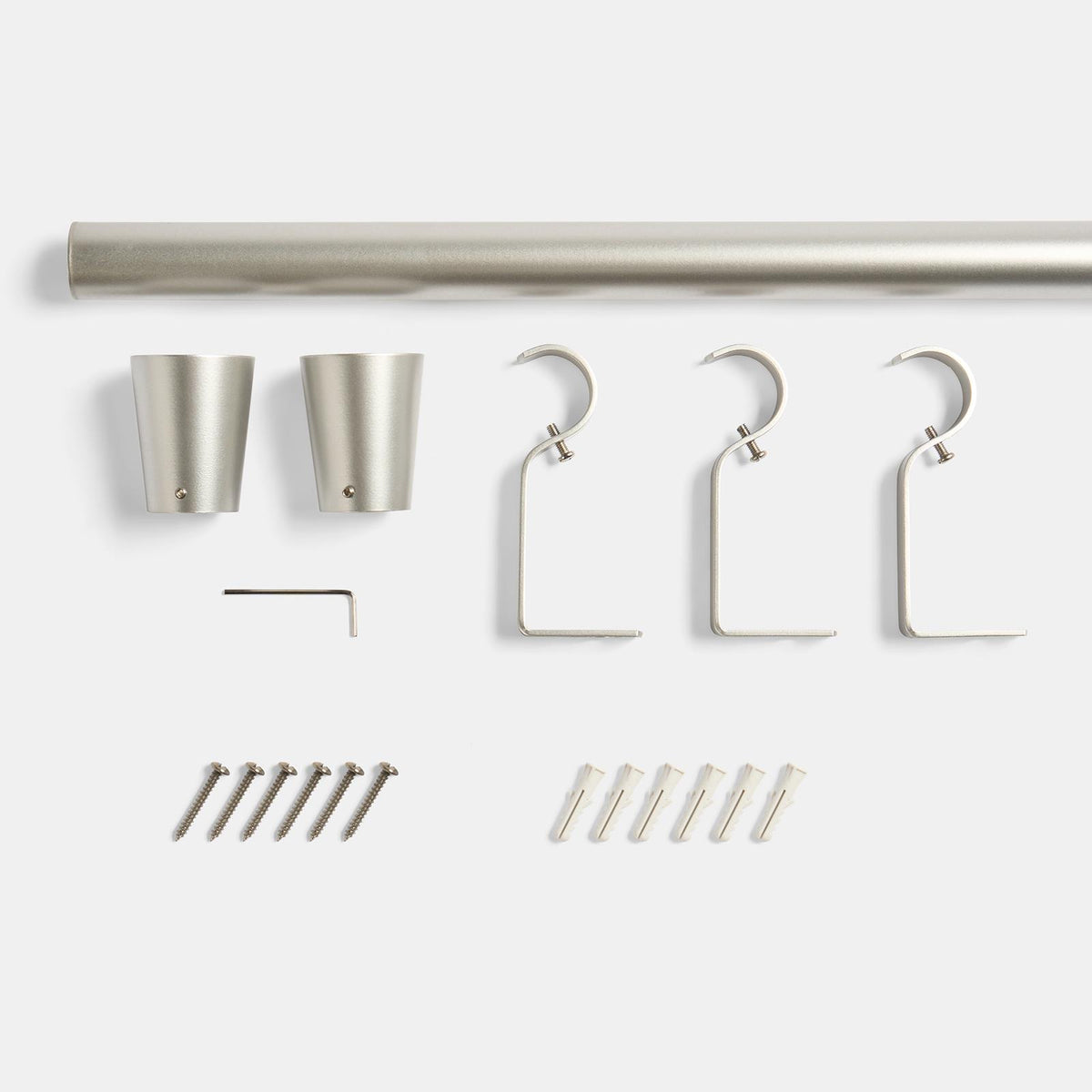 OHS 120-200cm Curtain Pole Extendable Metal 28mm Ball Trumpet Twist Finnials