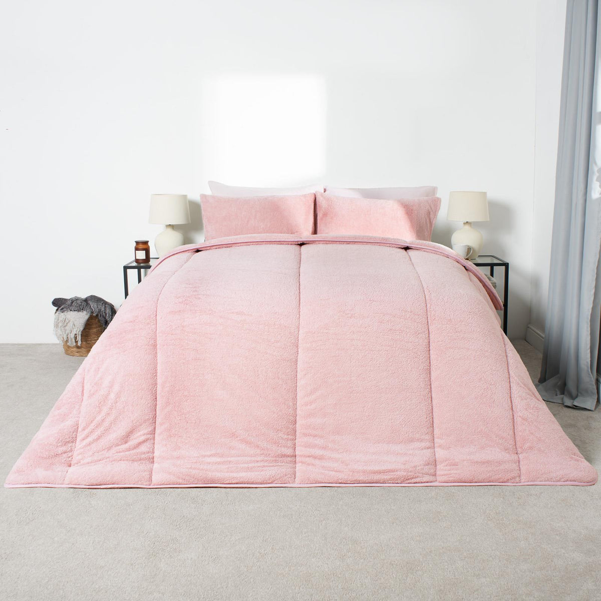 OHS Coverless Duvet 10.5 TOG Teddy Fleece Pillowcase Bedding Set Double King