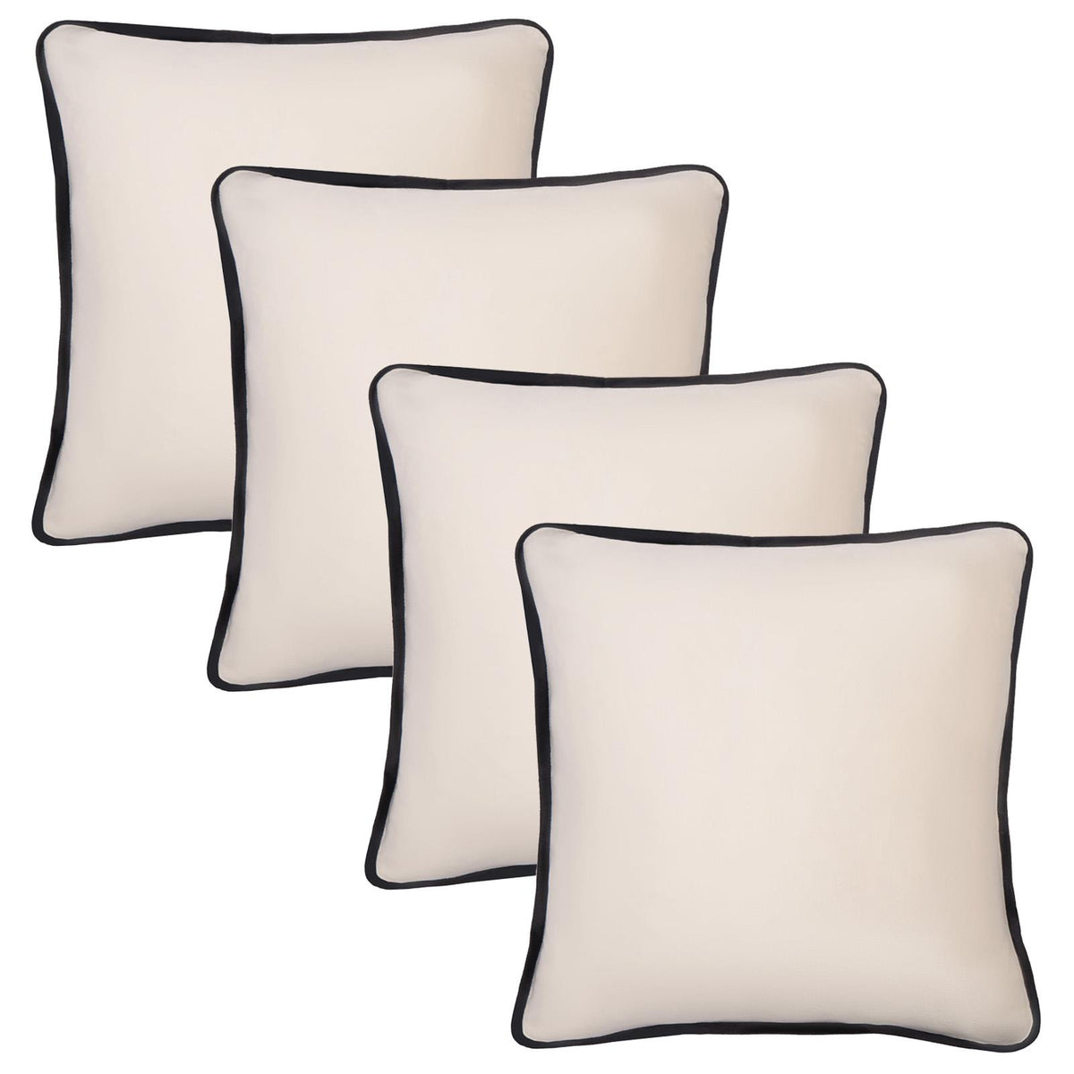 OHS Piped Edge Cushion Covers Matte Velvet Soft Luxury 2/4 Square Pillowcases