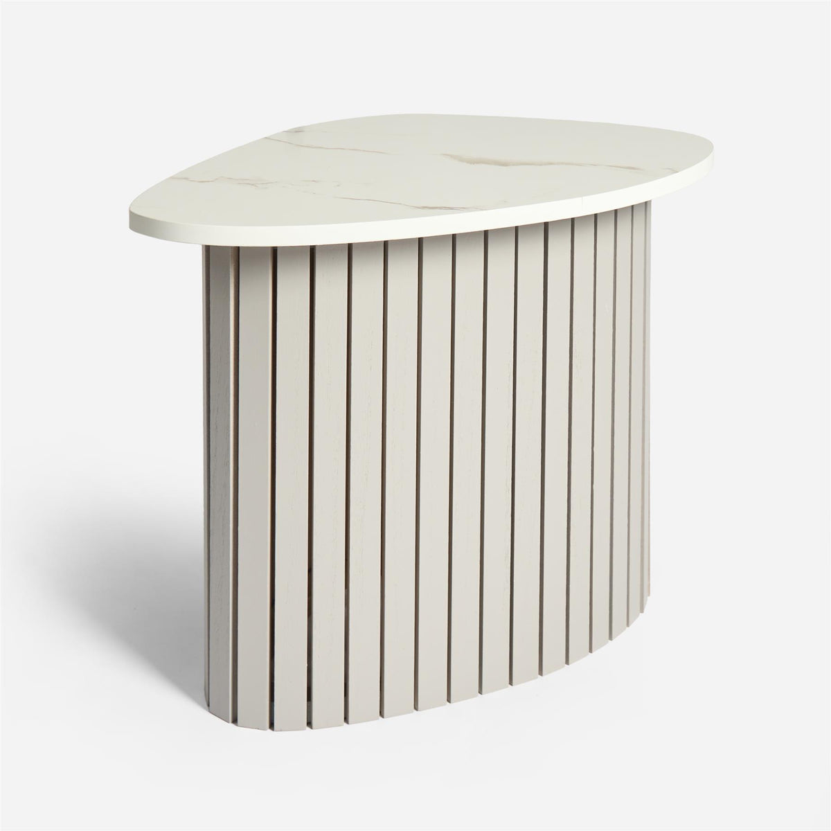 OHS Madison Side Table Ribbed Wood Effect Corner Bedside Coffee Table