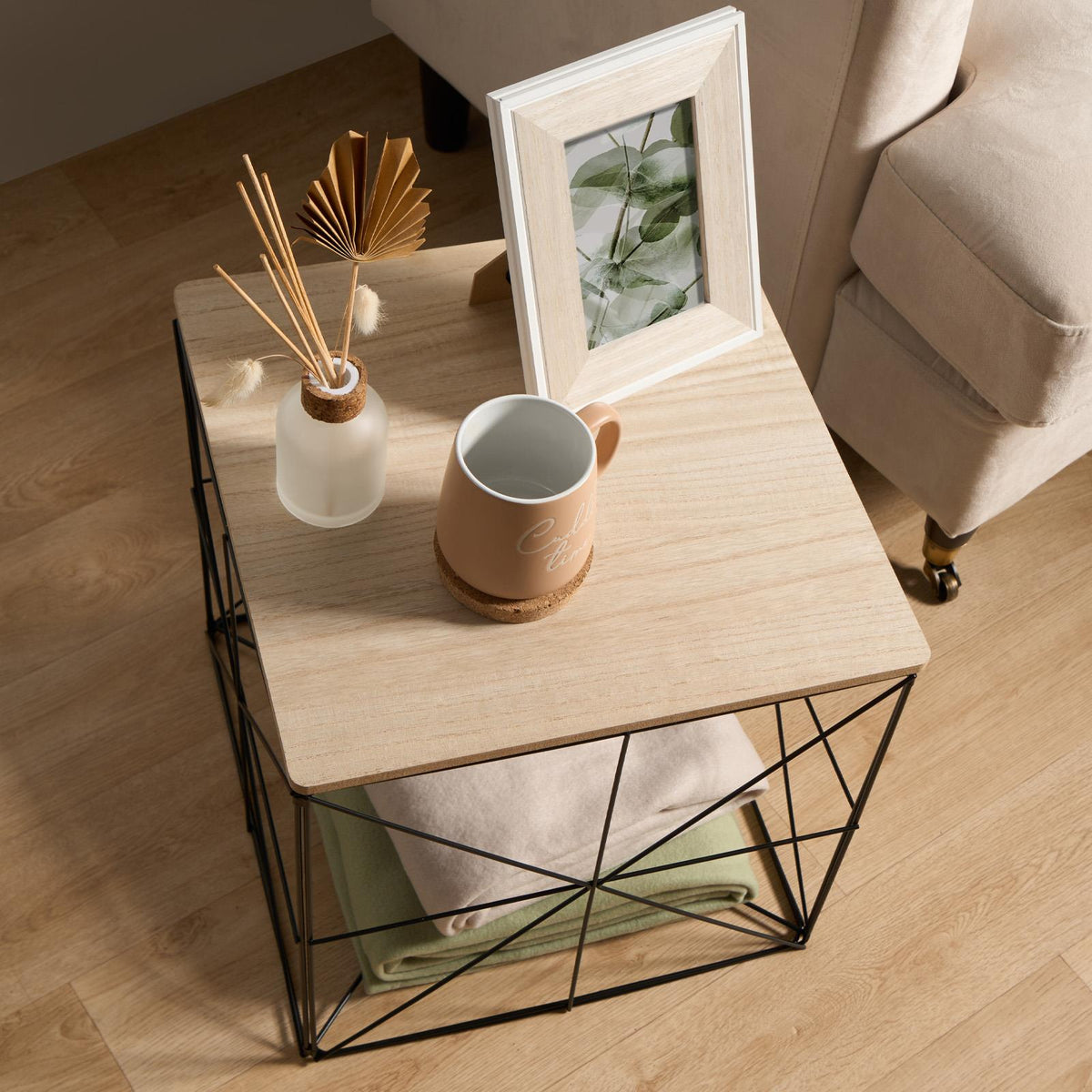Cube Storage Basket Table Folding Wire Organiser Living Room Home Decor Bedroom