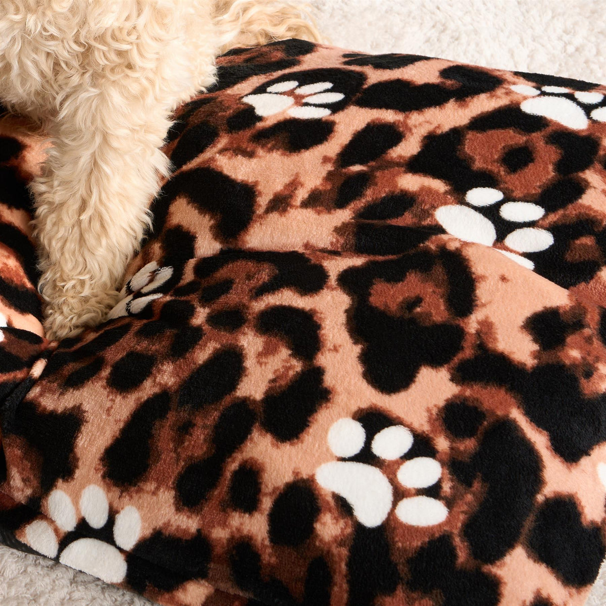 OHS Print Pet Bed Fleece Paw Checks Leopard Stripes Xmas Calming Cushion Dog Cat