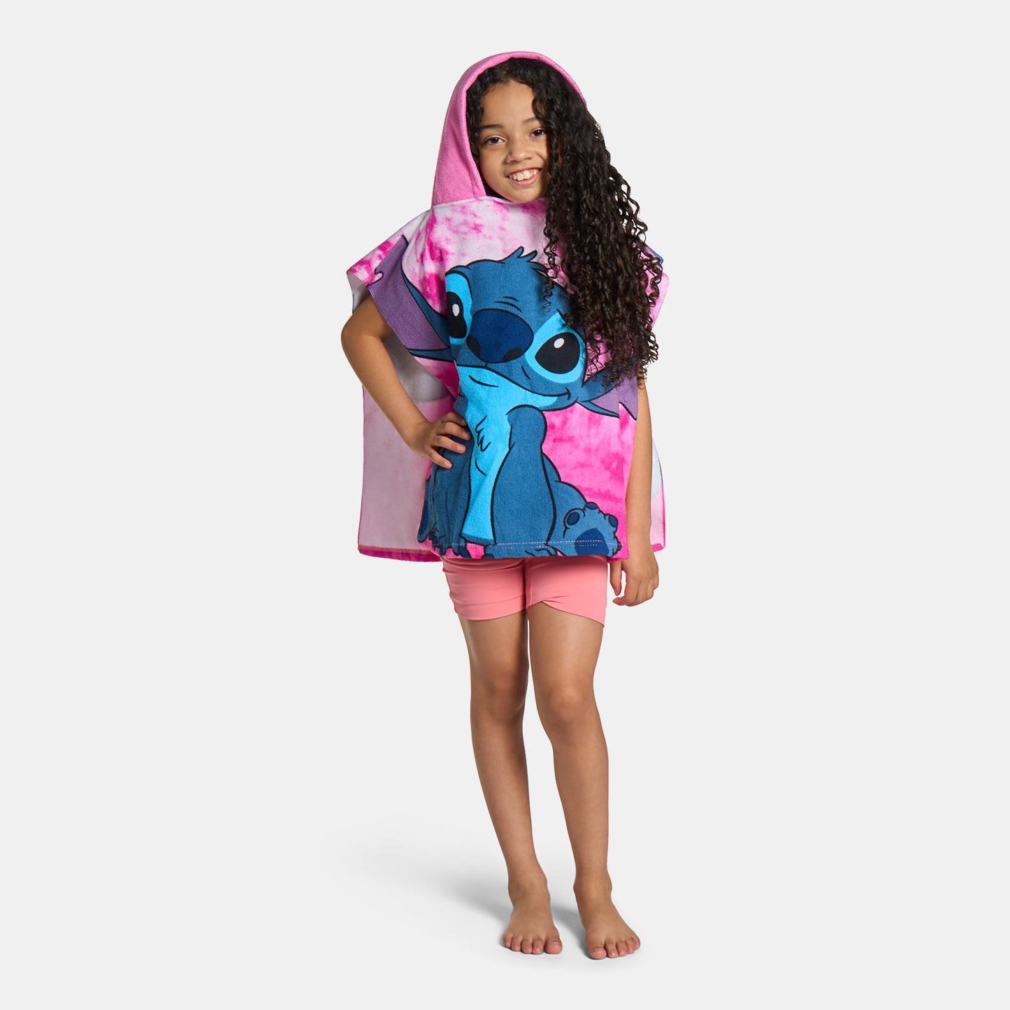 OHS x Stitch Kids Beach Towel Hooded Poncho Absorbent Quick Dry Soft Microfibre