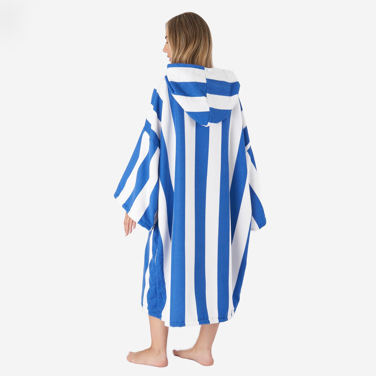 Dreamscene Stripe Hooded Poncho Towel Adult Bath Swimming Beach Changing Robe