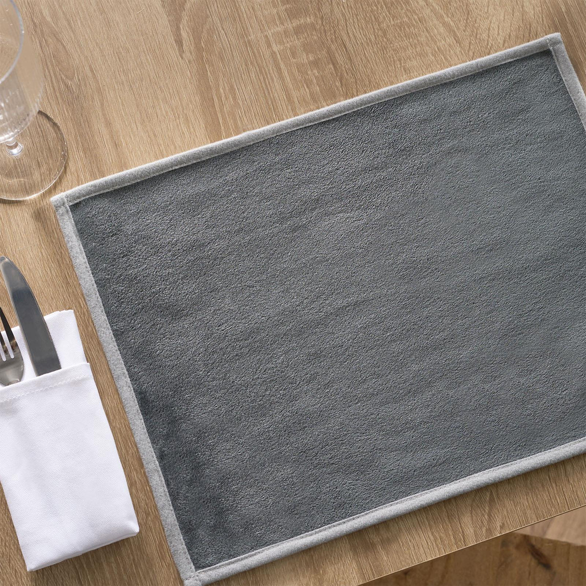 OHS Piped Trim Table Mats Runner Set Matte Velvet Placemats Home Decor