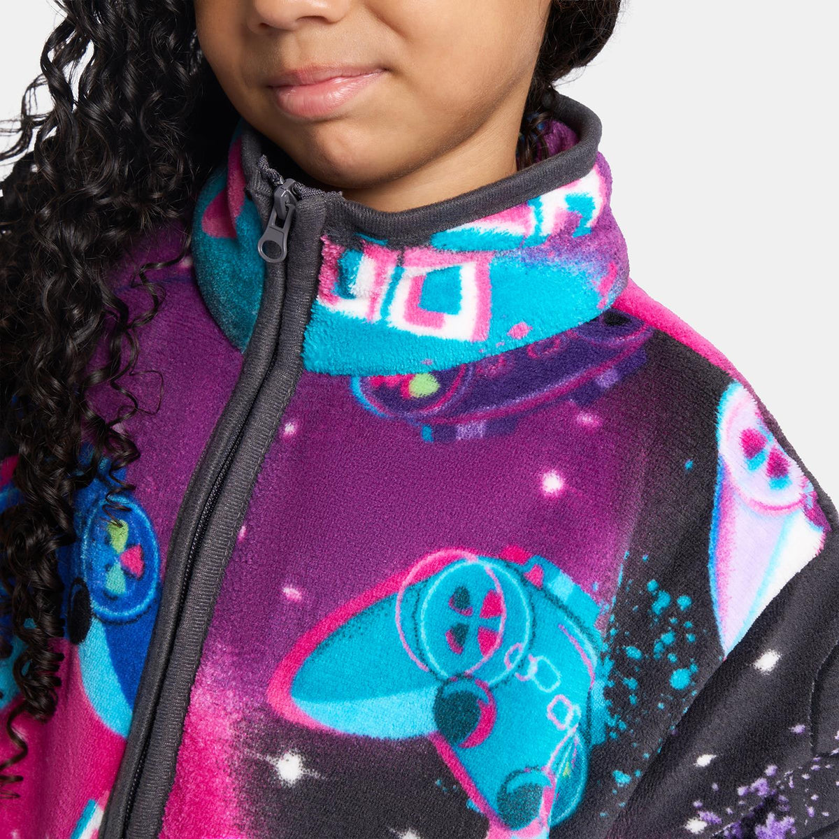 OHS Half Zip Hoodie Kids Print Oversized Sherpa Jumper Pullover Sweatshirt