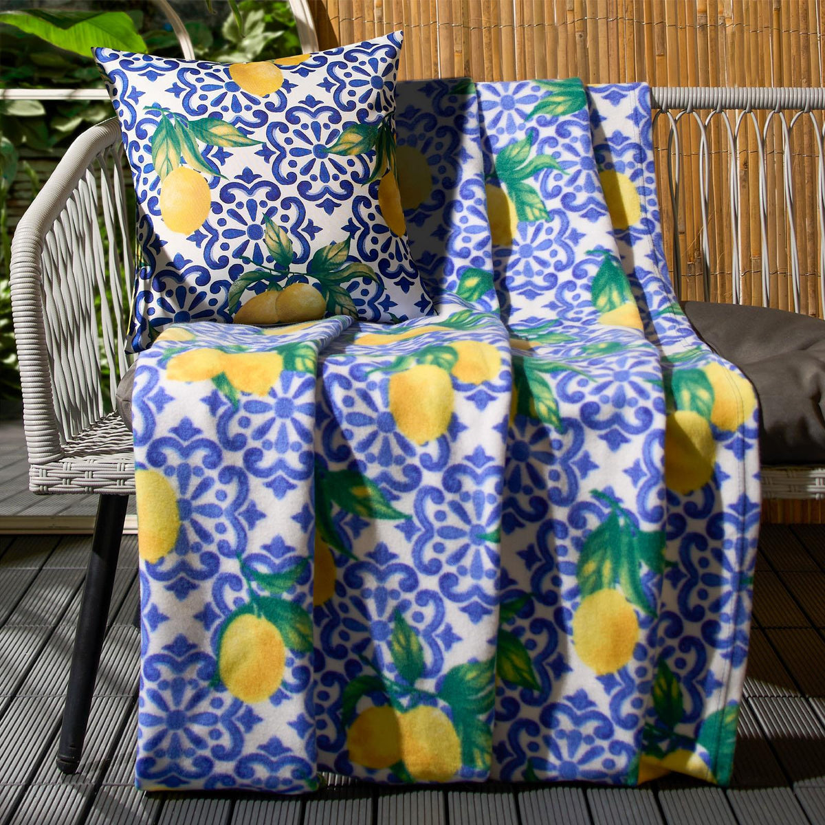 Outdoor Cushion Cover Lemon Garden Water Resistant Filled Inserts Furniture Pads