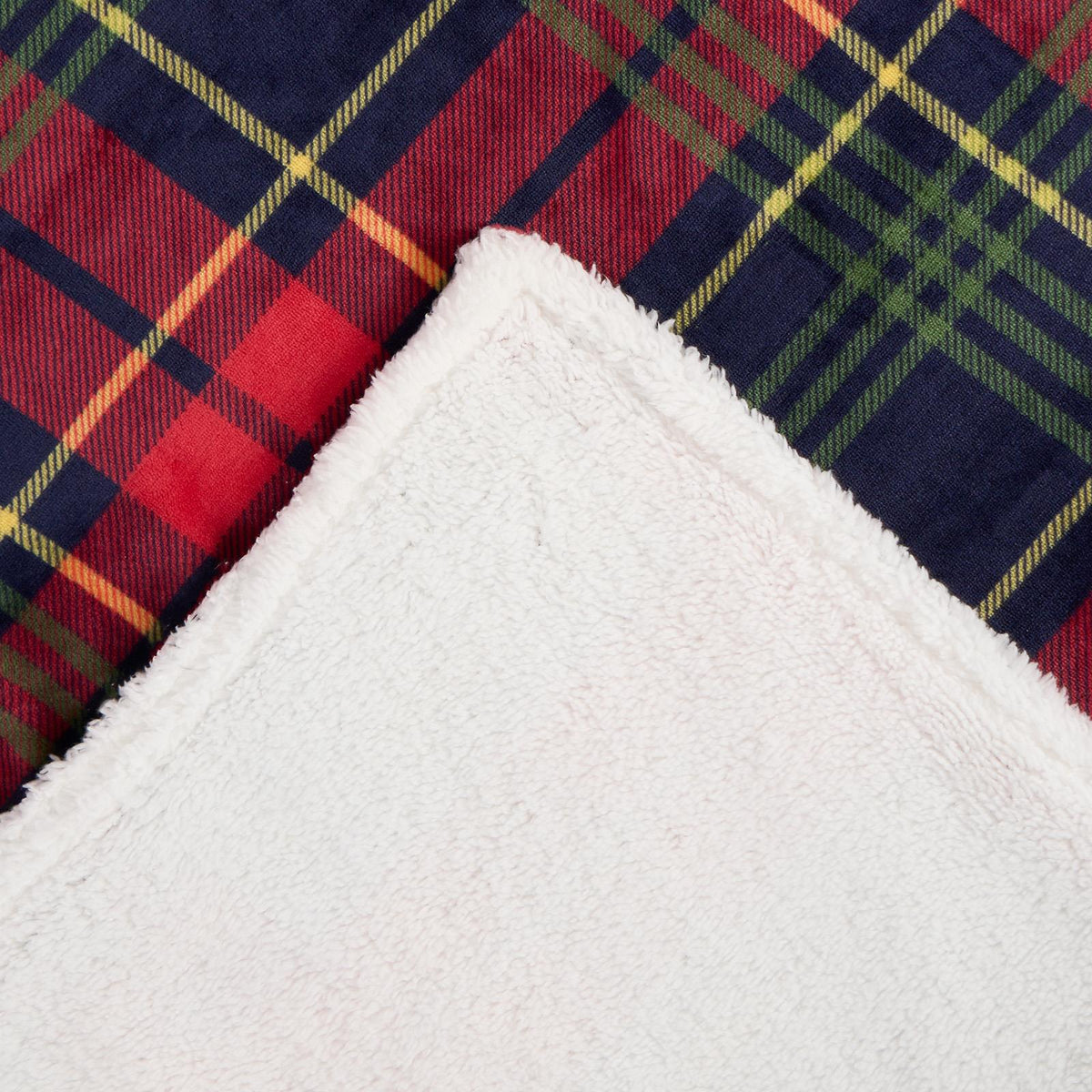 OHS Tartan Throw Sherpa Fleece Plush Flannel Blanket Warm Xmas Soft Bedspread