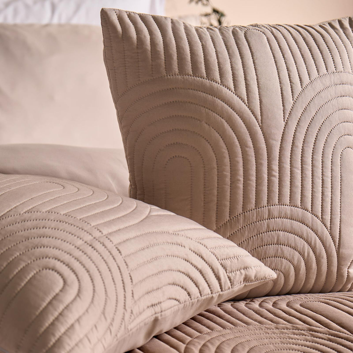 OHS Arches Quilted Cushion Covers Pinsonic Square Pillowcases Filled