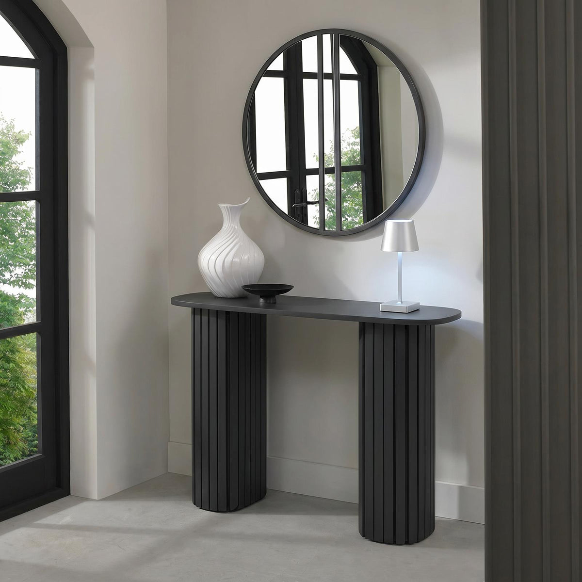 OHS Madison Console Table Ribbed Engineered Wood Entryway Display Unit Decor