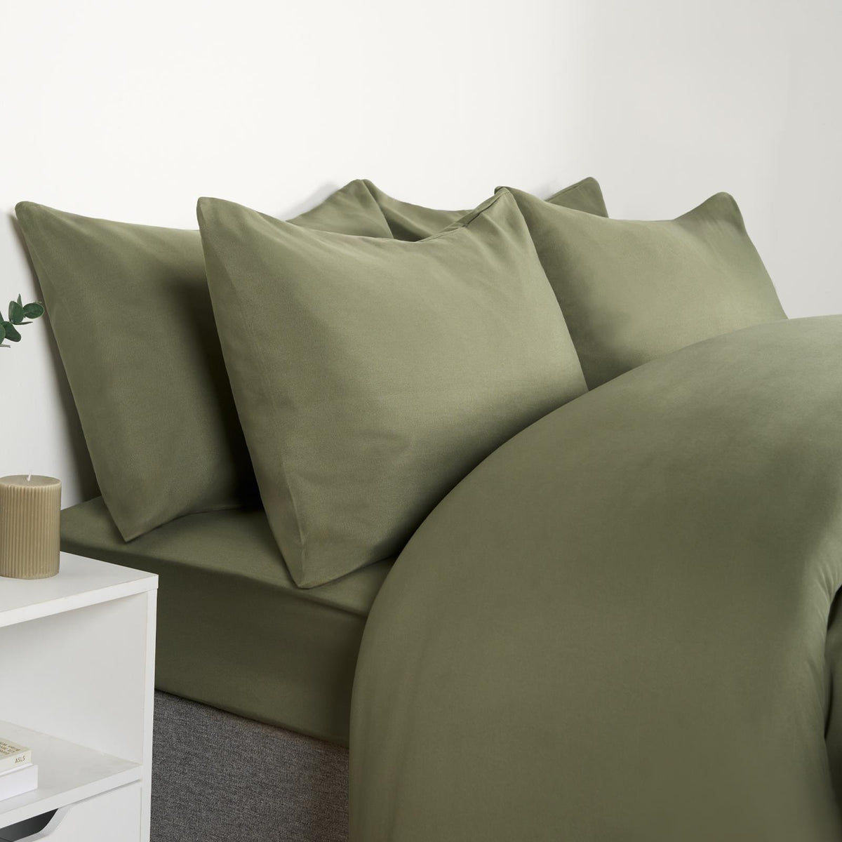 OHS Plain Duvet Cover & Pillowcase Reversible Bedding Set OR Fitted Sheet