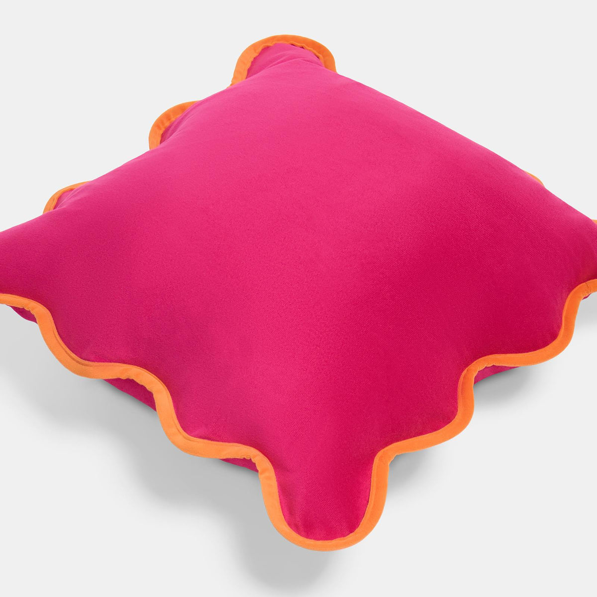 OHS Scallop Edge Cushion Covers Matte Velvet Square Pillowcases Filled Multipack