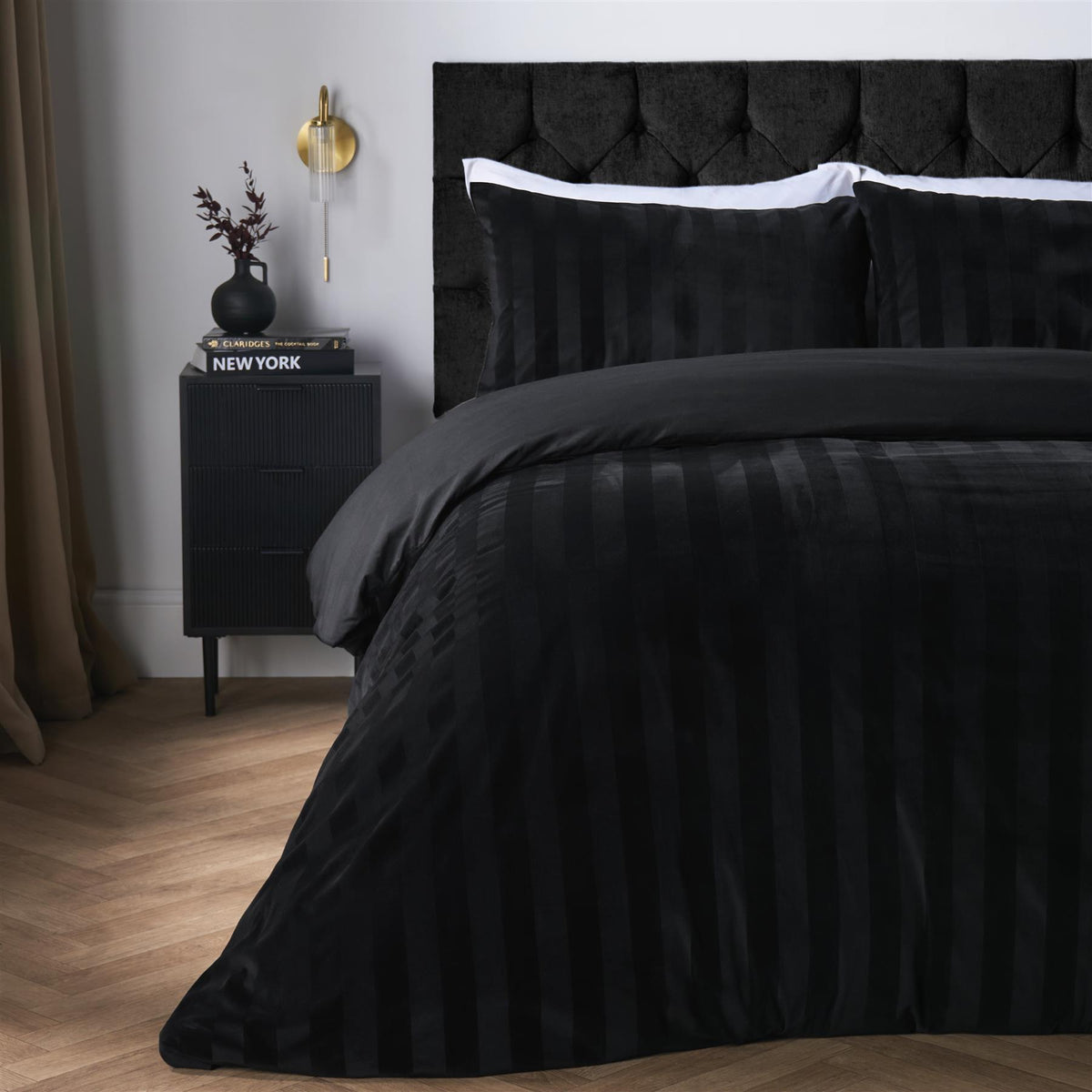 OHS Velvet Stripe Duvet Cover with Pillowcase Cosy Bedding Set