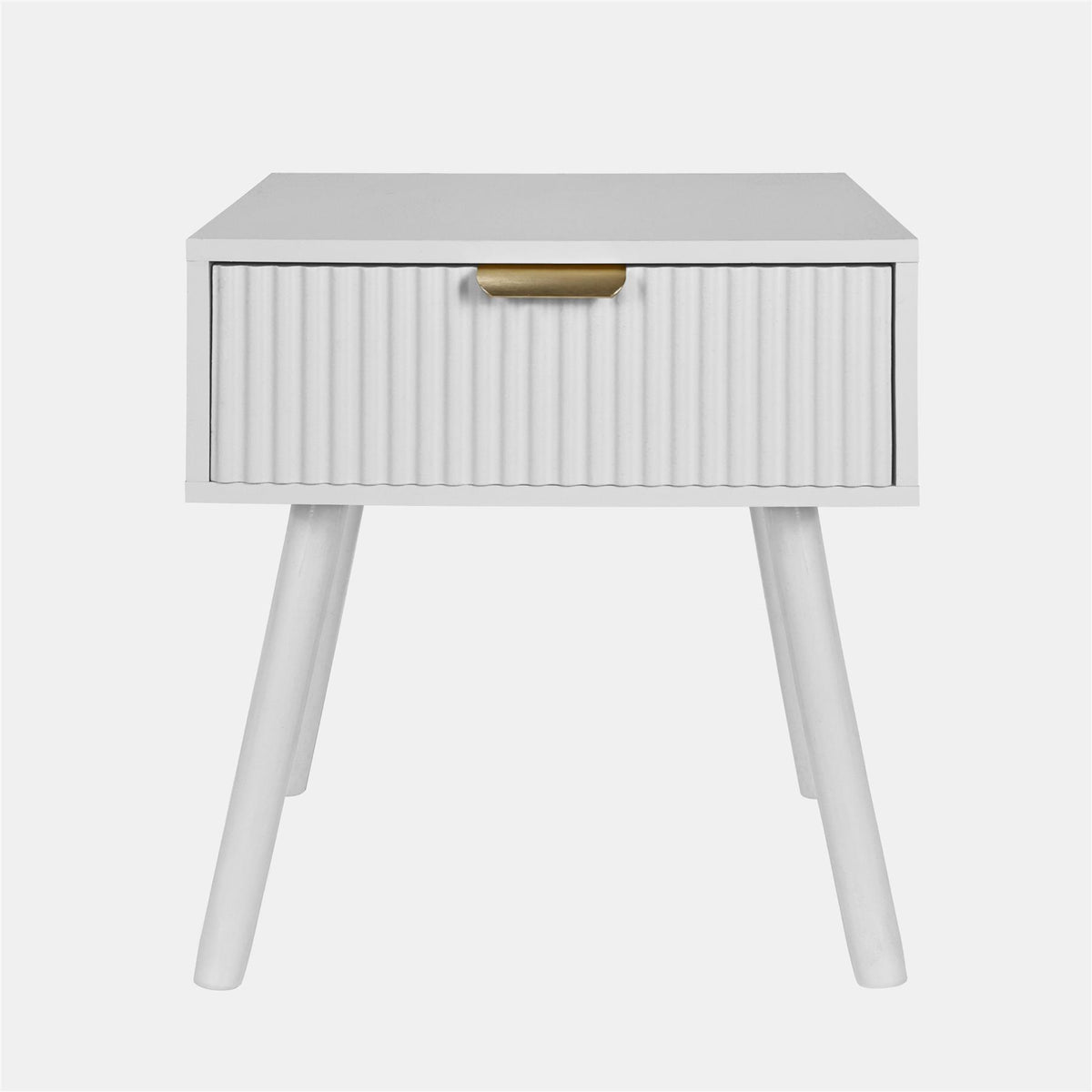 OHS Ribbed Bedside Nightstand 1 Drawer Storage Unit Wooden End Table