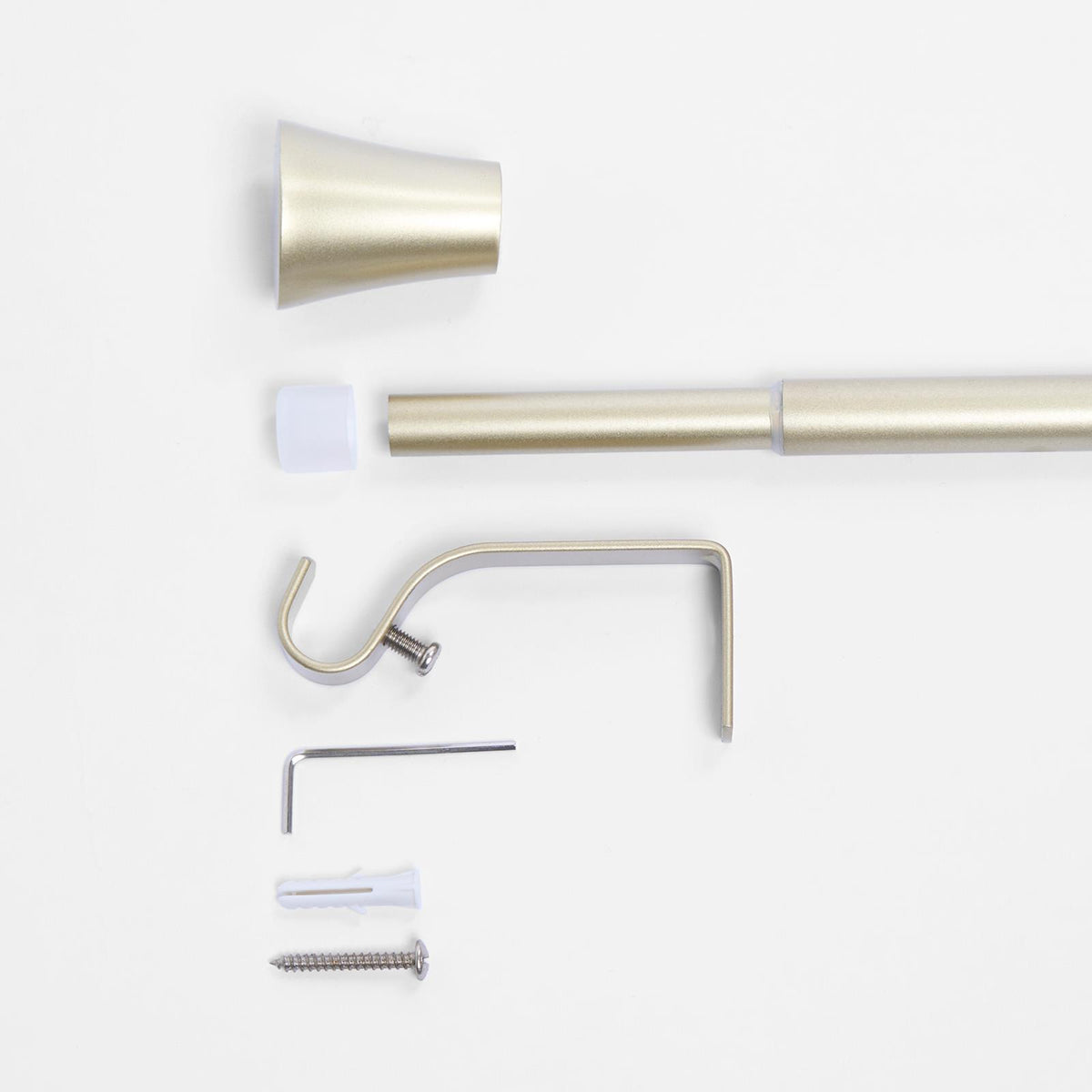 OHS 120-200cm Curtain Pole Extendable Metal 16mm Ball Trumpet Twist Finnials