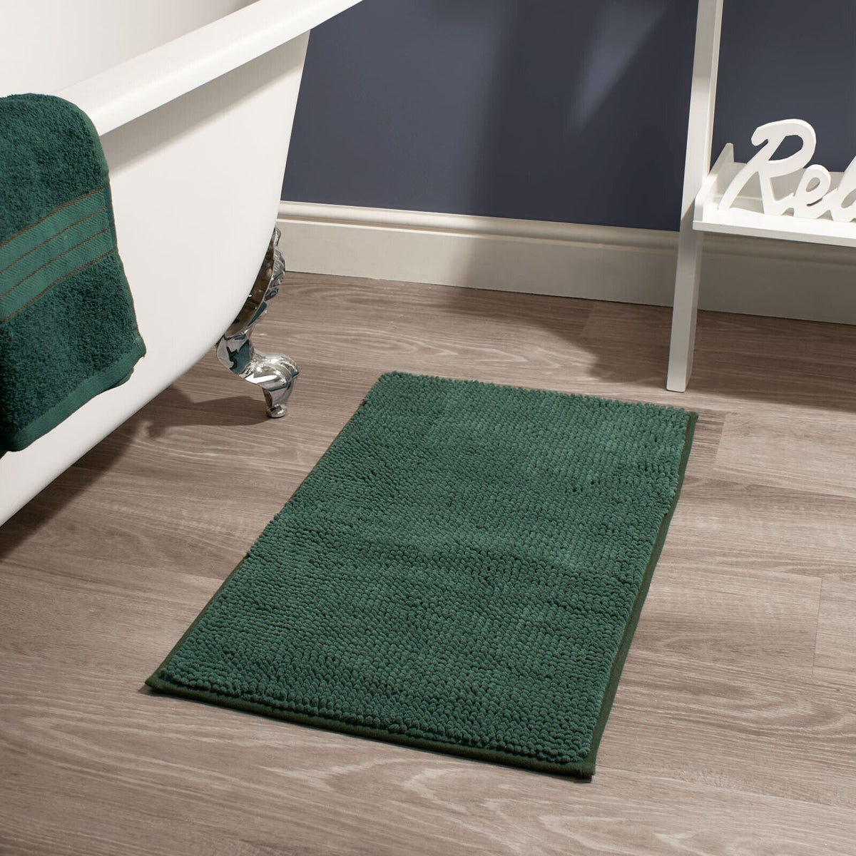 Brentfords Noodle Bath Mat Non Slip Shower Soft Highly Absorbent Chenille Shaggy