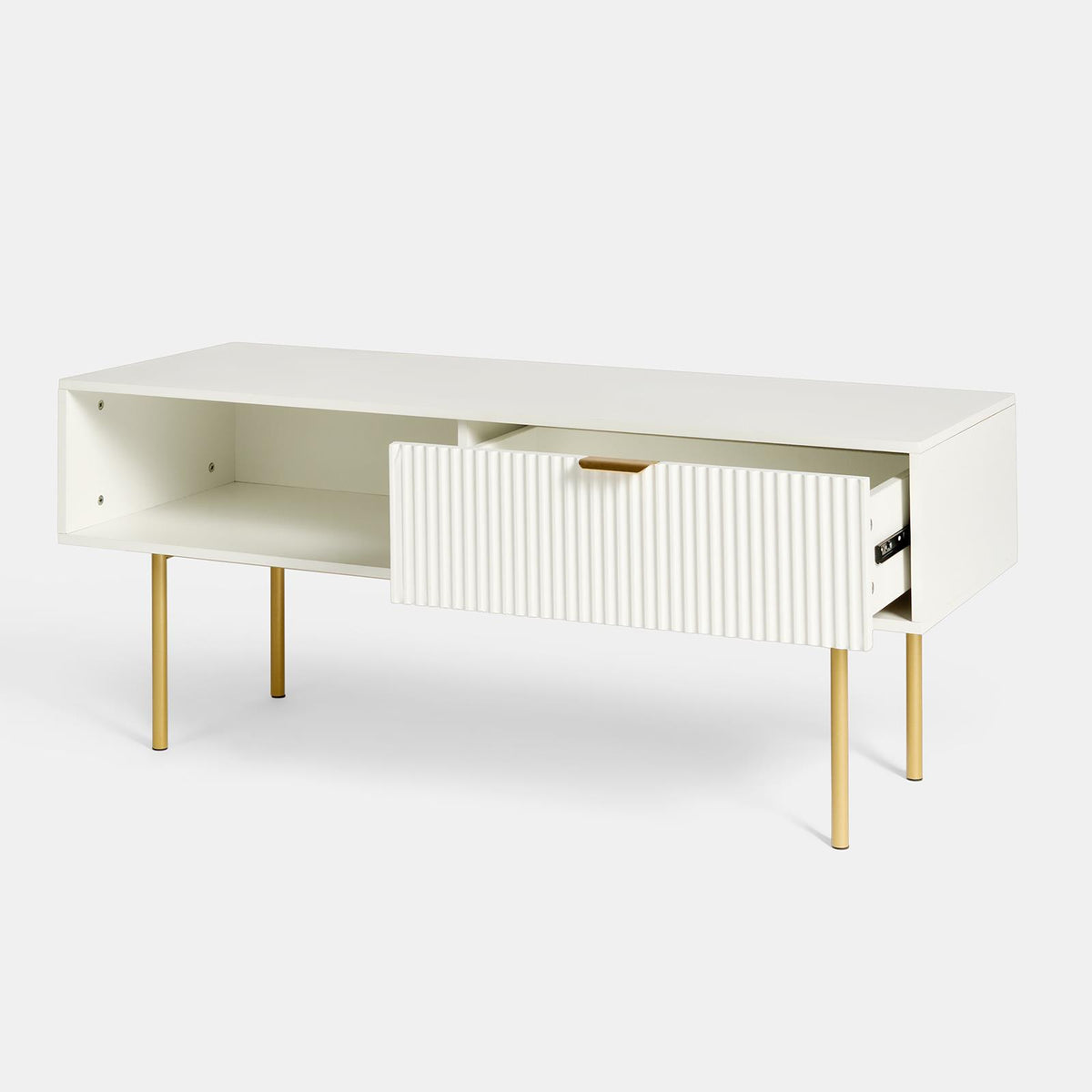 OHS Ribbed Coffee Table with Drawer Engineered Wood Shelf Storage Home Decor