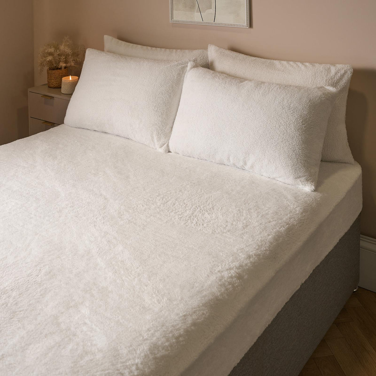 OHS Teddy Fleece Fitted Sheet Thermal Warm Single Double King Bedding NEW