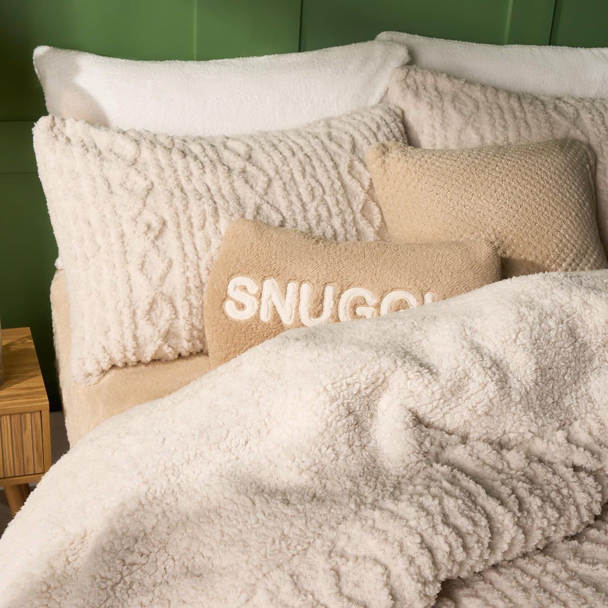OHS Cable Knit Bedding Set Reversible Fleece Quilt Duvet Cover with Pillowcase