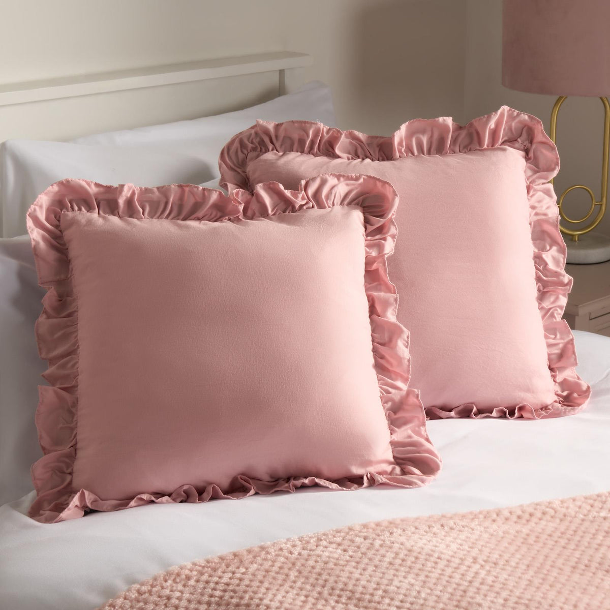 OHS Frill Cushion Covers Faux Linen Soft Square Pillowcases Home Decor Multipack