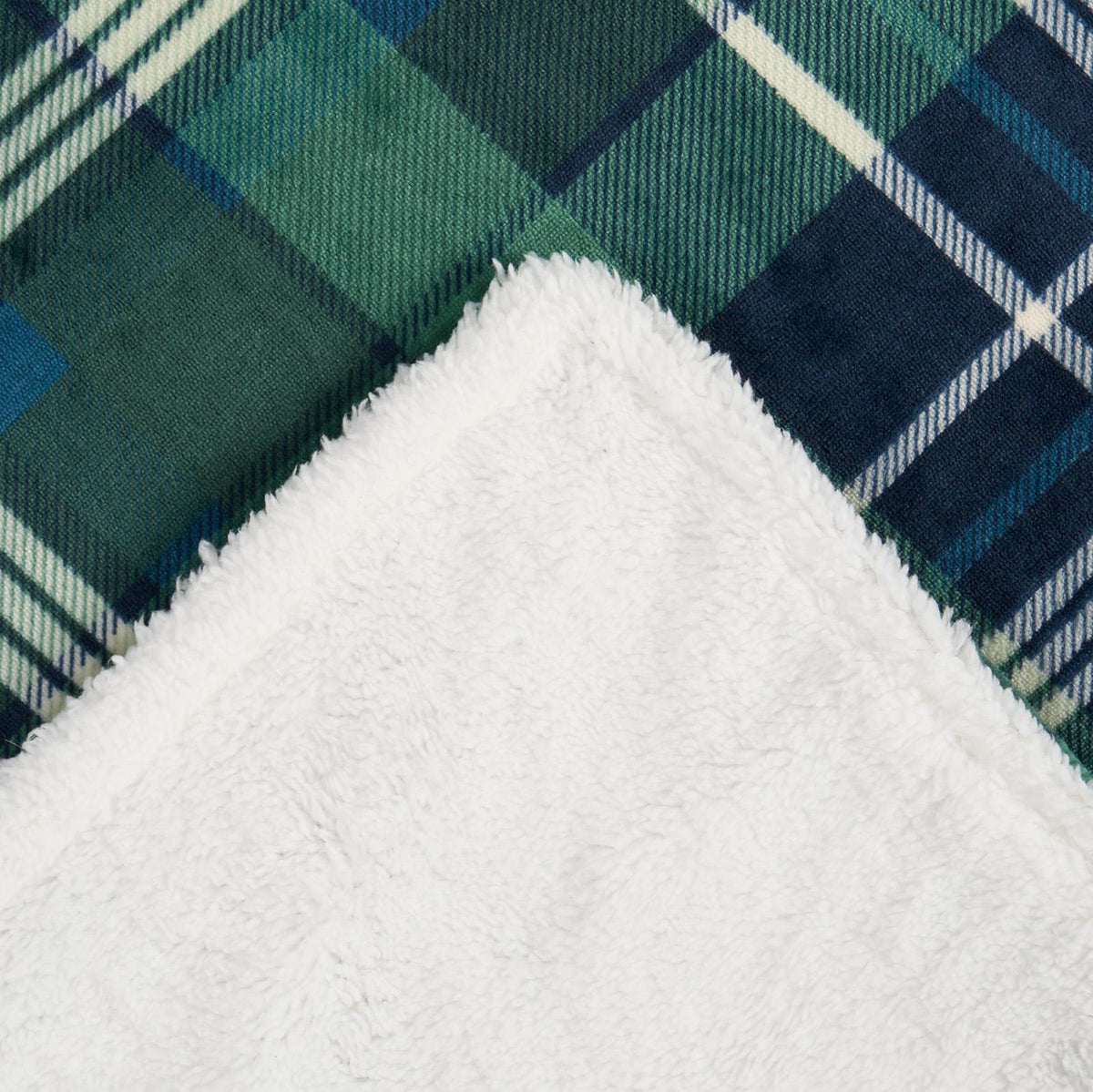 OHS Tartan Throw Sherpa Fleece Plush Flannel Blanket Warm Xmas Soft Bedspread