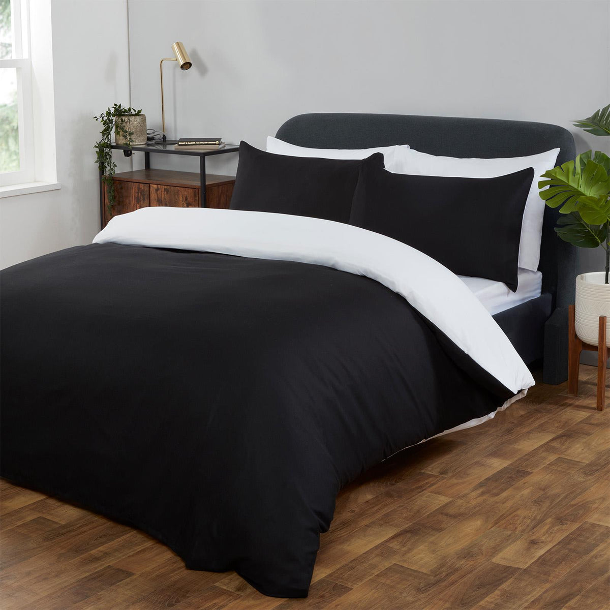 OHS Plain Duvet Cover & Pillowcase Reversible Bedding Set OR Fitted Sheet