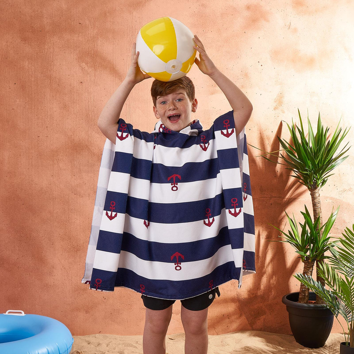 Kids Poncho Beach Towel Hooded Quick Dry Microfibre Holiday Swimming Absorbent