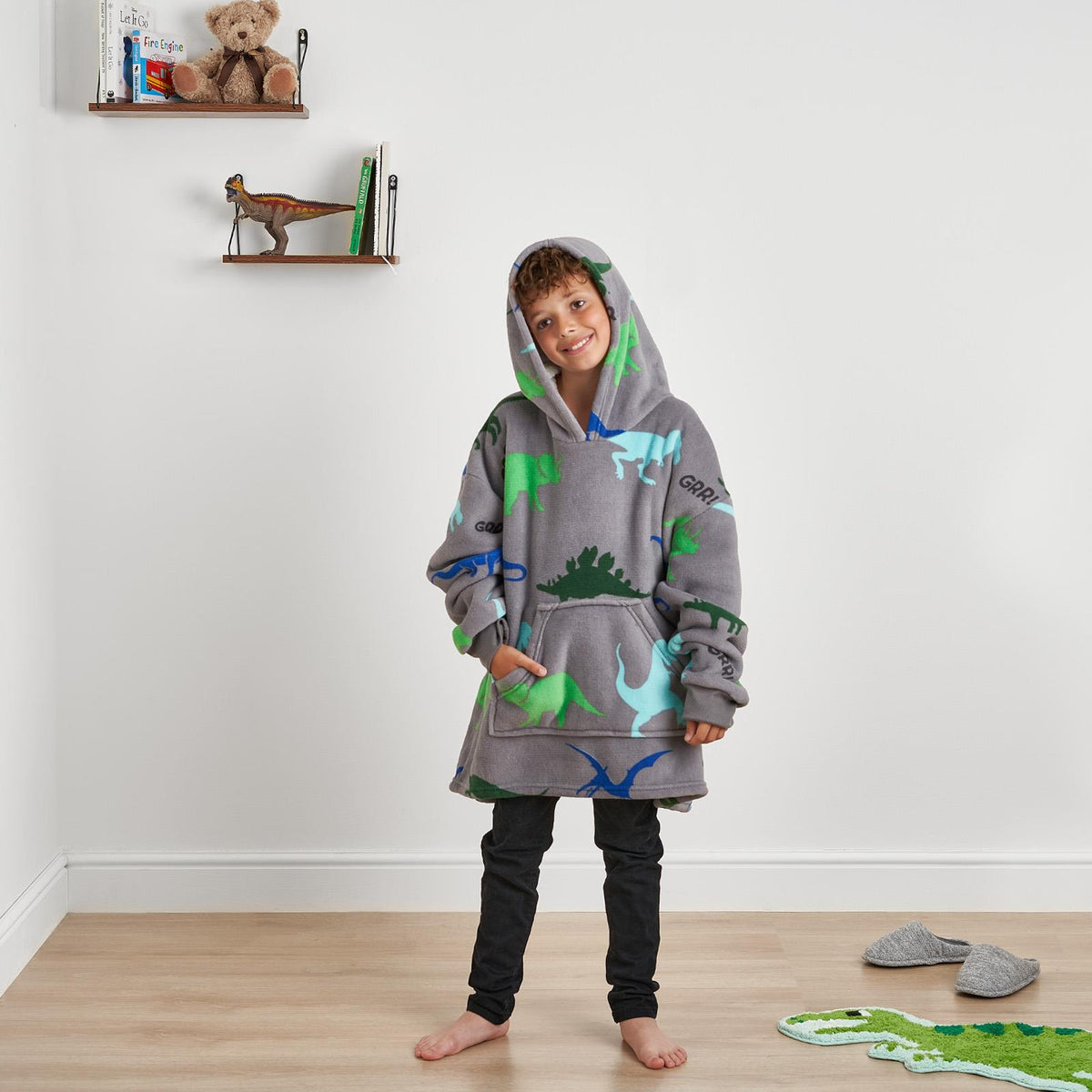 Kids Hoodie Blanket Oversized Sherpa Fleece Jumper Sweatshirt Soft Warm Throw