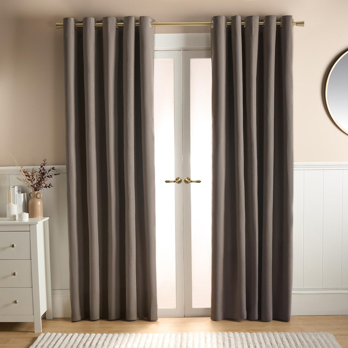 OHS Eyelet Blackout Curtains Woven Ready Made Ring Top Thermal Texture Thick
