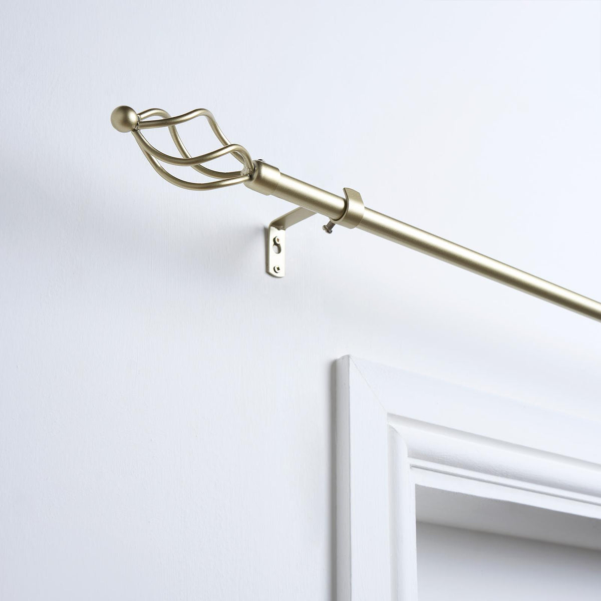 OHS 120-200cm Curtain Pole Extendable Metal 16mm Ball Trumpet Twist Finnials