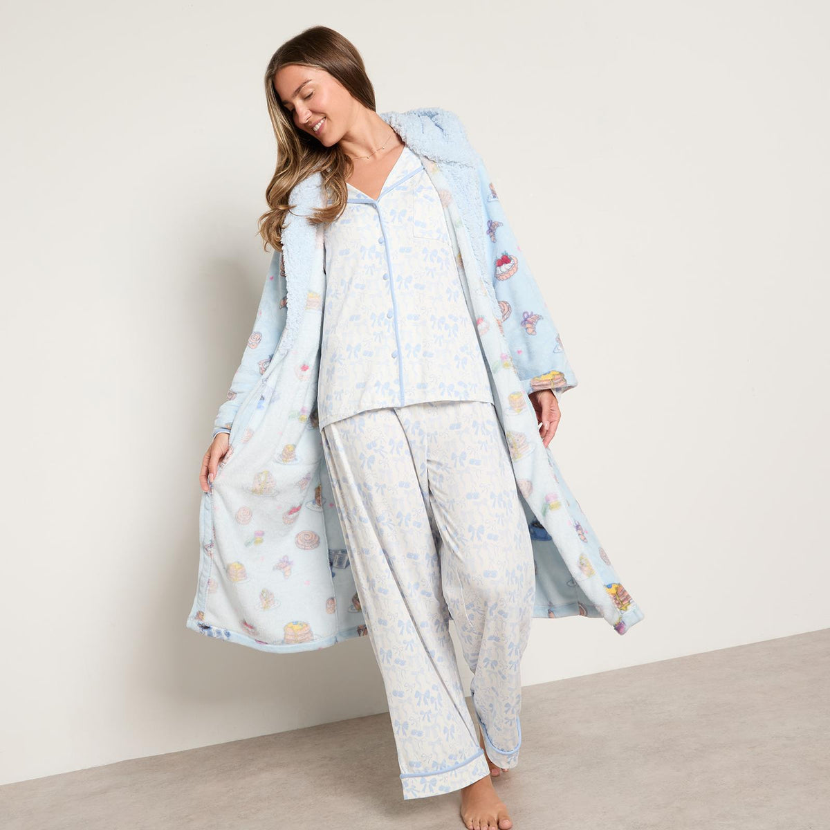 OHS Flannel Dressing Gown Soft Fleece Adults Unisex Thermal Winter Bathrobe
