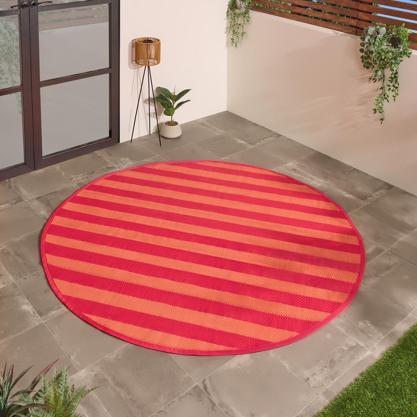 OHS Stripes Garden Rug Outdoor Waterproof Area Mat Patio Decor