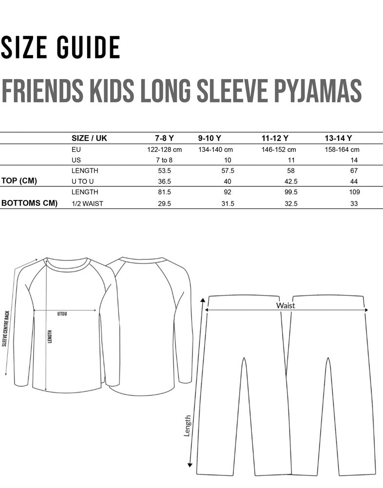 Friends Long Sleeve Long Leg Pyjama Set | Boys Red | Official Merch