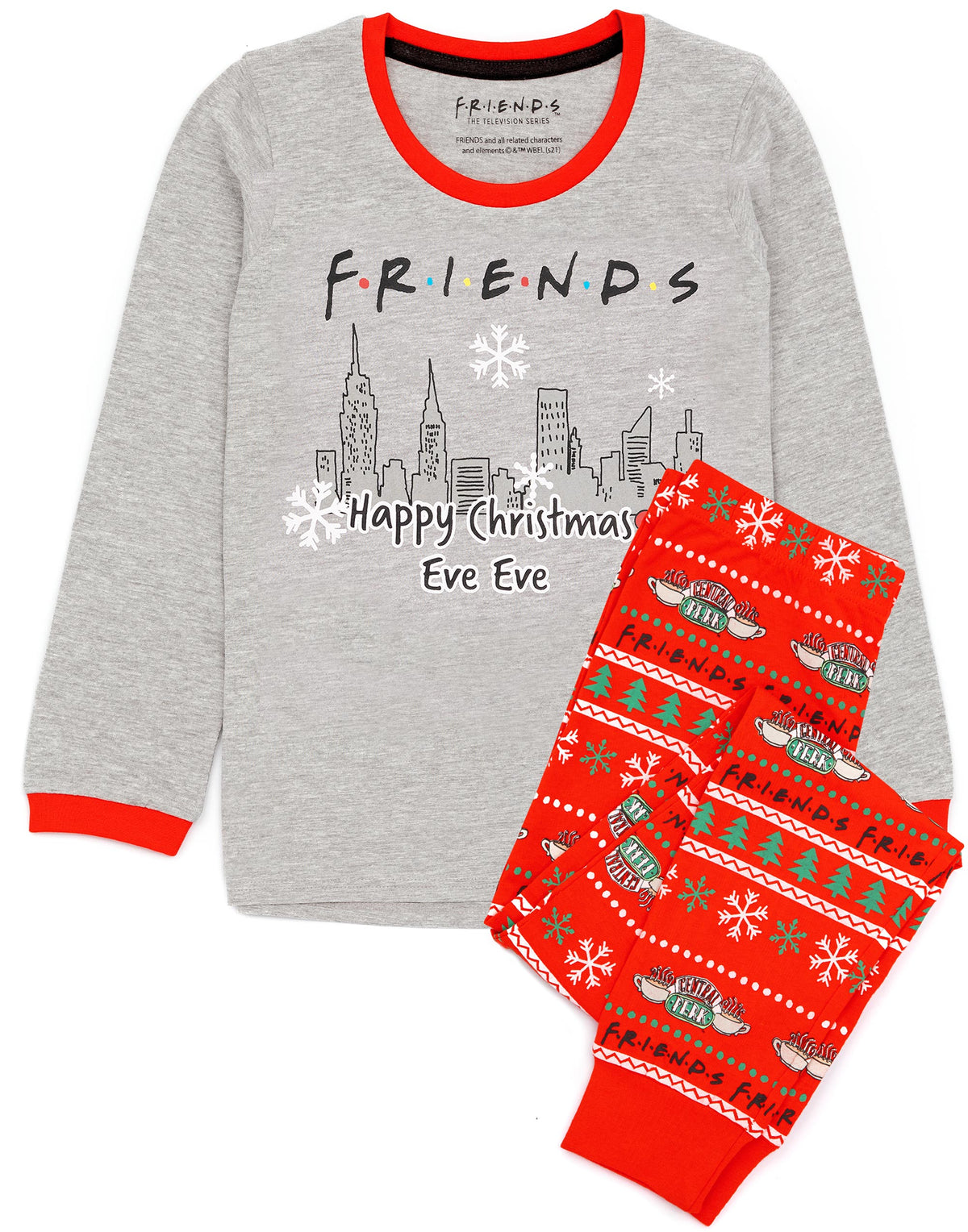 Friends Long Sleeve Long Leg Pyjama Set | Boys Red | Official Merch