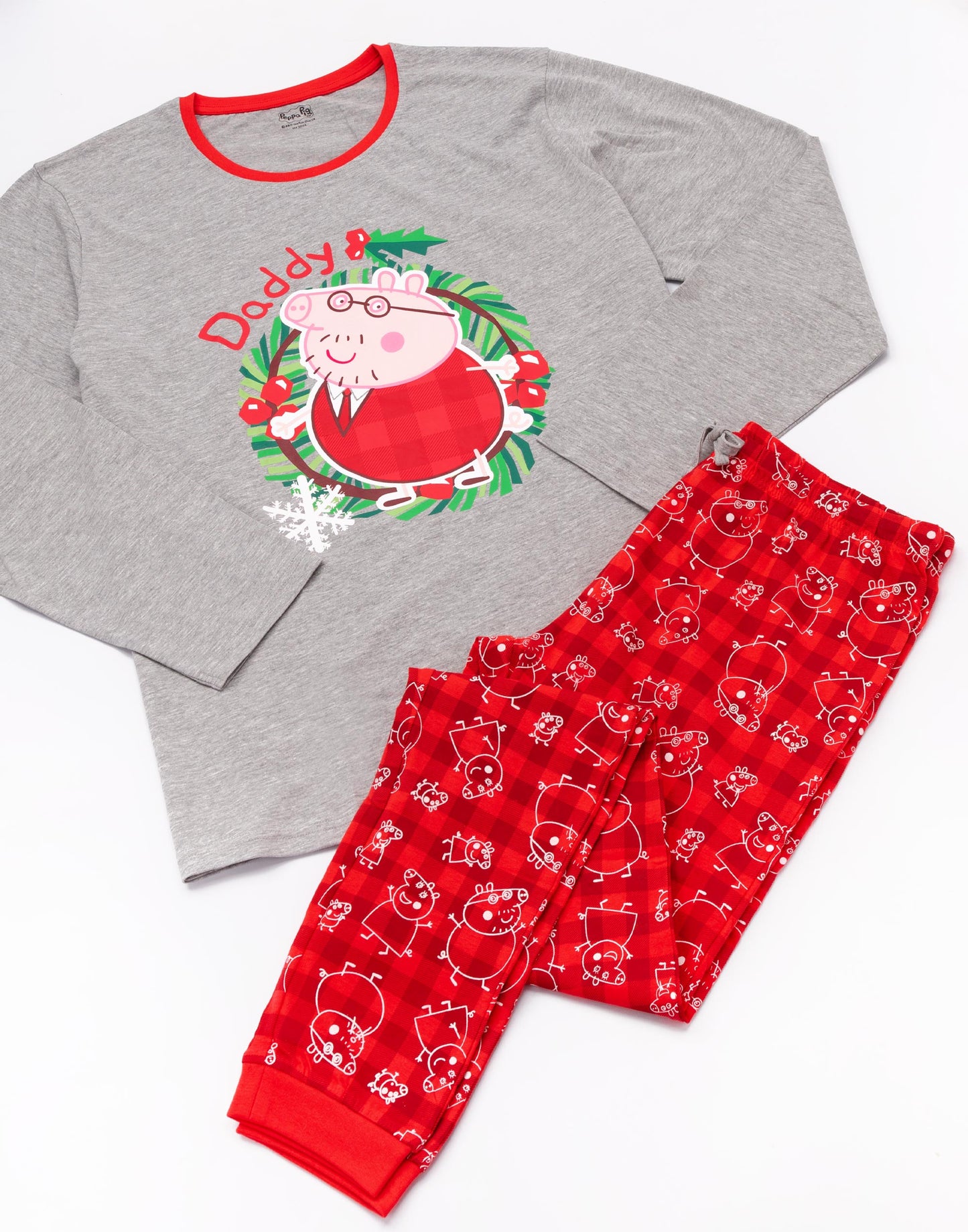 Peppa Pig Long Sleeve Long Leg Pyjama Set | Mens Red | Official Merch