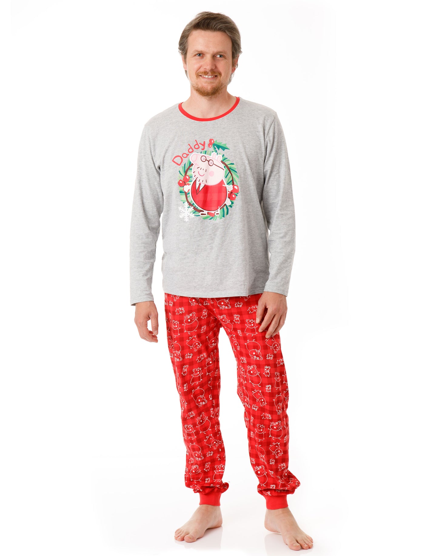 Peppa Pig Long Sleeve Long Leg Pyjama Set | Mens Red | Official Merch