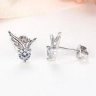 925 Sterling Silver Crystal Angel Wing Stud Earrings Women Girls Jewellery Gift