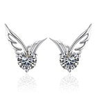 925 Sterling Silver Crystal Angel Wing Stud Earrings Women Girls Jewellery Gift