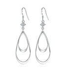 925 Sterling Silver Hollow Water Drop Shaped Hook Earrings Women Girls Jewellery